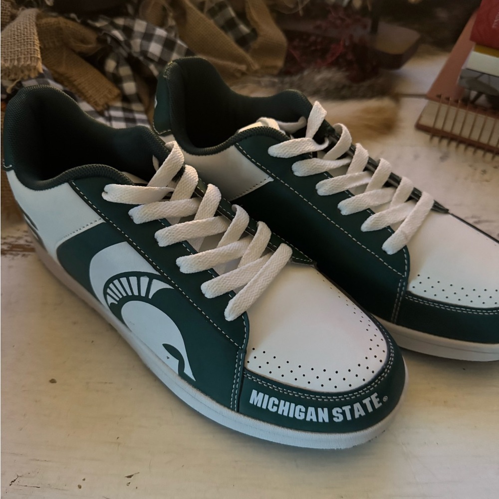 Michigan State Women's Green and White Sneakers